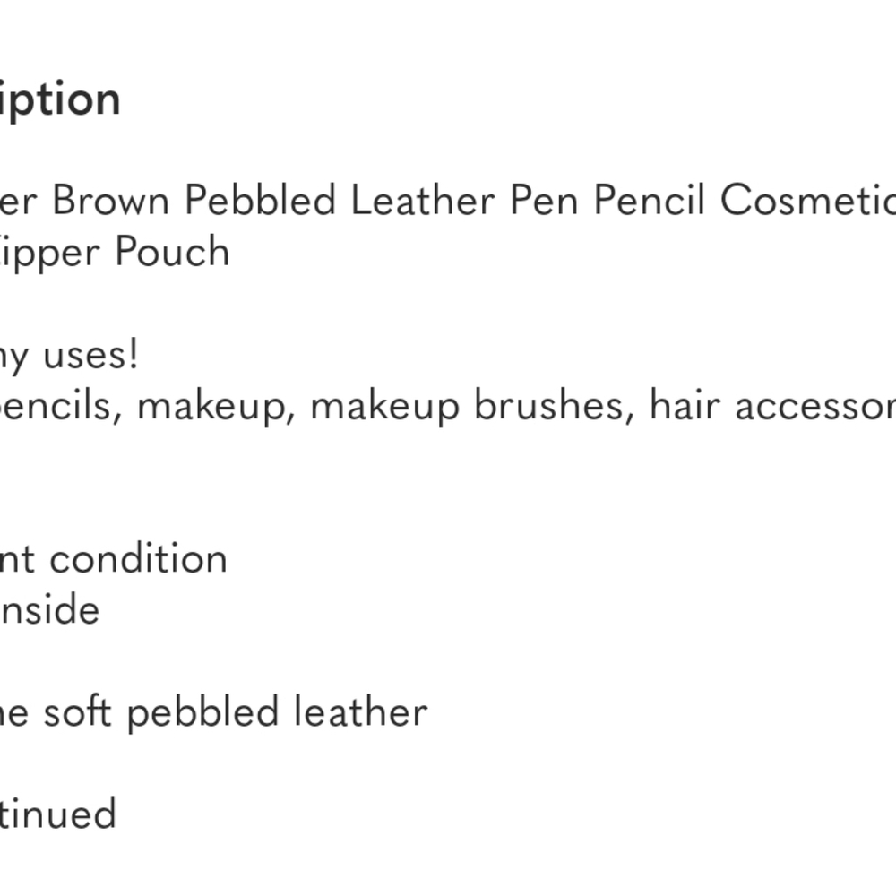 Levenger Brown Pebbled Leather Pen Pencil Cosmetic Brush Case Zipper Pouch - Picture 8 of 8